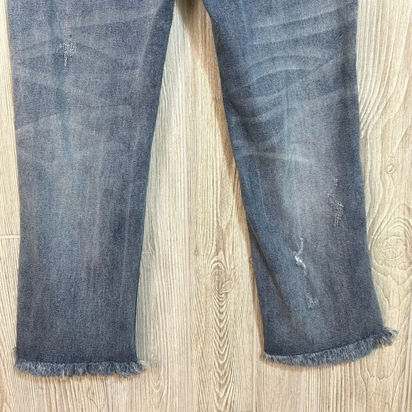 KanCan Muffy High Rise Side Slit Raw Edge Hem Straight Jeans Size 9/28 - Picture 9 of 11